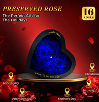 Kotak Berbentuk Hati Forever Blue Roses 16 Mawar Biru Awet Berkualitas Tinggi 100% Asli Hadiah Ulang Tahun untuk Ibu Istri Pacar