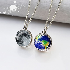 Système solaire planète argenté 20MM boule <span class=keywords><strong>de</strong></span> verre pendentif bijoux <span class=keywords><strong>lune</strong></span> terre Jupiter mercure <span class=keywords><strong>Neptune</strong></span> voie lactée hommes femmes collier - Product Image 2