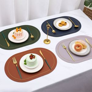 Wholesale Custom PU Leather Concise <b>Desk</b> Mat Eco-Friendly Two-Color Insulated Place Mats Restaurant Home Dining Table Mats - Product Image 1