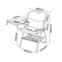 Chaise d'école pliable moderne de haute qualité en métal avec tableau d'écriture et composants en plastique, multifonctionnelle pour application extérieure