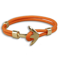 Zwei Schichten handgemachte Männer Unisex Mode beliebte Pfeil vergoldet Piraten schiff Schiff Anker Fallschirm Seil Schnur Armband