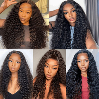 Lots de Cheveux Humains GDY 100% Naturels Noirs 12A Bouclés Profonds, Cheveux Vierges à Cuticules Alignées, Double Trame
