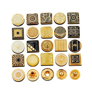 Luxury Metal Snap <b>Buttons</b> Set Square Round Embossed Pattern Nickel-Free for Shirt Thobe Clothing - Product Image 2