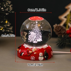 Lampada Notturna a Sfera di Cristallo 3D Intagliata, Luce LED USB per Soggiorno Moderno, Decorazione Natalizia con Babbo Natale, Galassia, <span class=keywords><strong>Luna</strong></span> e Albero - Product Image 3