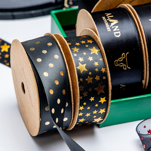 Nastro in Raso di Poliestere Stampato Personalizzato con Logo 3D in Rilievo e Stampa in Lamina d'Oro a Doppia Faccia per Regali con Nome del Marchio - Product Image 2