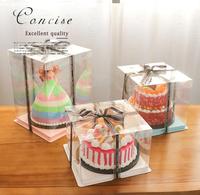 Boîte à gâteau carrée transparente avec base blanche, facile à assembler, pour emballage de gâteaux, boîte à gâteau Clearlid