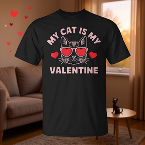 Camiseta con estampado gráfico de My Cat Is My Valentine, cuello redondo, manga corta, unisex, para adultos, ropa promocional - Product Image 2