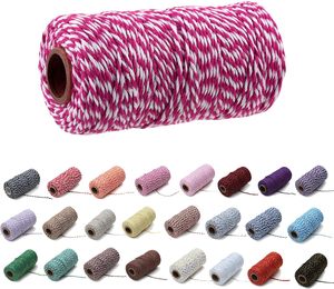 Cordon de <span class=keywords><strong>macramé</strong></span> enduit rose rouge et blanc 2 mm 109 Yds, ficelle de boulanger pour emballage cadeau, Noël, mariage, bricolage, artisanat, décoration intérieure - Product Image 1