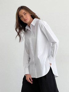 Simple Casual Long Sleeve Women Blouses and <strong>Shirts</strong> Button up Solid Color <strong>White</strong> <strong>Shirt</strong> Tops for Women - Product Image 4