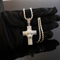 Collier Pendentif Tête de Léopard Sertie de Zircons, en Laiton Doré et Argenté, Chaîne Cordon, Bijoux Hip Hop pour Hommes et Femmes, Idéal Cadeau