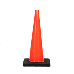 กรวยจราจร PVC สะท้อนแสง ยืดหยุ่นได้ ขนาด 28 นิ้ว ทรงเพรียว ฐานสีดำ - Product Image 2