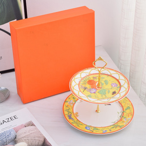 New European Luxury Bone China 2-<b>layer</b> Cake Plate for Afternoon Tea - Product Image 4