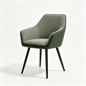 Chaise de salle à manger rembourrée moderne avec accoudoirs, siège en tissu à motifs et pieds en métal pour salle à manger, maison, hôtel - Product Image 5
