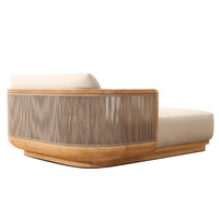 Chaise longue de piscine moderne pour hôtel-resort, en teck massif, avec coussin rembourré confortable, lit de jour double d'extérieur