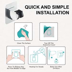 Juego de <span class=keywords><strong>Ducha</strong></span> Manual de Alta Presión con 3 Modos de Ahorro de Agua, <span class=keywords><strong>Ducha</strong></span> Manual Cromada de ABS con <span class=keywords><strong>Soporte</strong></span> Adhesivo para Baño - Product Image 2