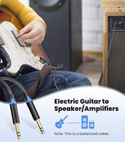 Kabel AMP Gitar Bass 6.35mm, Kabel Audio Stereo Balanced 1/4 Inch TRS, Jack Male 6.3mm, Kabel Instrumen Gitar