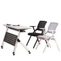 Table de conférence et chaise pliantes modernes en aluminium Mekia - Bureau de travail multifonctionnel mobile