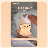 Lampe de nuit portable en silicone LED à changement de couleur, motif lapin de dessin animé, pour bébés et enfants, avec fonction tactile et intensité réglable