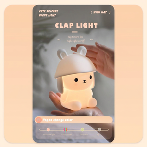 Lampe de nuit portable en silicone LED à changement de couleur, motif <span class=keywords><strong>lapin</strong></span> de dessin animé, pour bébés et enfants, avec fonction tactile et intensité réglable - Product Image 4