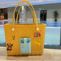 Luxe strandtas met kettingriem voor dames - EVA-materiaal, fruit-cartoonprint, echt lederen voering, open bovenkant en wasbaar