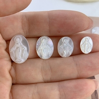 Vintage DIY Bijoux Gravé Blanc Nacre Coquillage Religieux Jésus Vierge Marie Charme Pendentif