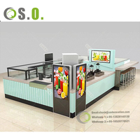 Café moderne vitrine affichage à la mode bonbons boutique décoration centre commercial kiosque idées pour le chocolat