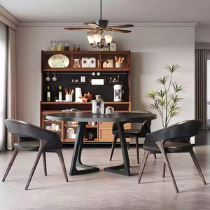 北欧豪华酒店家庭用餐实木椅子带PU皮座椅餐椅 - Product Image 5