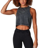 Tank Top Crop wanita, rompi Yoga olahraga kasual warna kustom, Tank Top olahraga