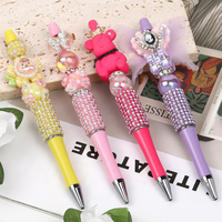 Bling Diamond Glitter Beaded charm Recarga de tinta Bolígrafo en blanco DIY Beaded Crystal Pearl Pens Bolígrafo