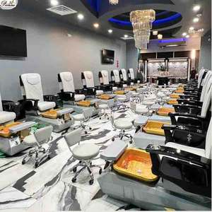 Station de banc de pédicure grise luxueuse de première classe avec éviers Purjet - Product Image 2