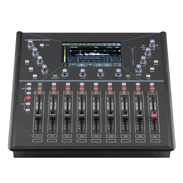 Professional 16 Channel Digital Mixer 9 Motorized Faders 12 Mic Preamps OTG Live Streaming Interface
