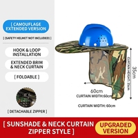 DOLNESRN Vente en gros usine Pare-soleil pour casque de sécurité 35 cm, camouflage, respirant, avec drapé de cou amovible à fermeture éclair