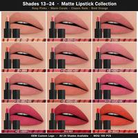 Vente en gros de rouge à lèvres vegan imperméable mat, longue tenue, haute pigmentation, rouge à lèvres velours solide, logo personnalisé, petite commande