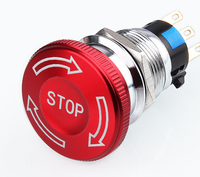 Interrupteur d'arrêt d'urgence 22 mm, étanche IP65, bouton-poussoir champignon à verrouillage 1NO1NC 2NO2NC, déverrouillage par torsion, interrupteur d'arrêt d'urgence rouge 5A 250V en acier inoxydable