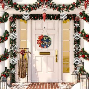 Panneau de porte de Noël rond en bois à suspendre avec girofle et clochette, décoration joyeuse pour la maison et le bureau pour le Nouvel An - Product Image 2