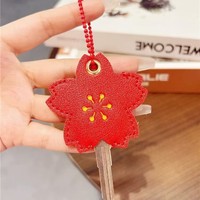 Étui de protection pour clés en cuir PU élégant, en forme de fleur, écologique, de haute qualité, couleur personnalisée, sac de rangement portable, porte-clés