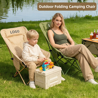 Chaise pliante portable avec réglage en hauteur, chaise de camping en forme de lune pour la sieste, la pêche et la plage