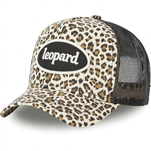 6-Panel <b>Leopard</b> <b>Print</b> Mesh Back Sporty Vintage Baseball Cap Adjustable Snapback Sun <b>Hat</b> for Outdoor Sports - Product Image 4