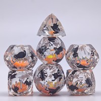 Lot de dés en résine à noyau liquide et sable mouvant, taillés en diamant de 18 mm, pour jeux de rôle de table DND
