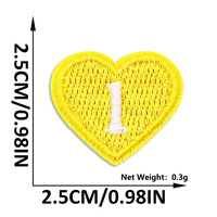 Patchs brodés en forme de cœur jaune, lettres et chiffres de A à Z, à thermocoller ou à coudre, appliques décoratives pour vêtements, chapeaux et sacs, DIY