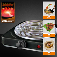 HALEY piringan panas listrik 2000W, alat masak permukaan Hotplate padat baja tahan karat dengan lampu indikator untuk penggunaan rumah tangga