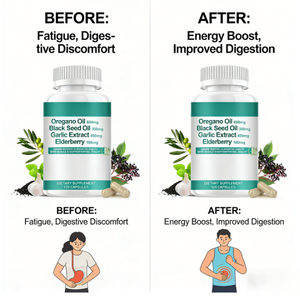 Capsules d'huile d'origan biologique avec huile de nigelle, <span class=keywords><strong>ail</strong></span> et sureau - Compléments alimentaires à base de plantes pour la protection antioxydante et le soutien immunitaire - Product Image 4