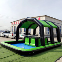 Bar flottant gonflable personnalisé blanc et noir avec lumières pour adultes, bar de piscine extérieur