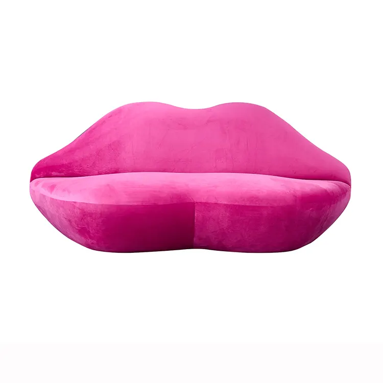 Hot Sale Modern Sexy Style Marilyn Monroe girly pink lip shape sofa velvet Couch Pink Lip Sofa