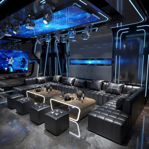 أثاث مخصص للحانات والنوادي الليلية، أريكة VIP على شكل حرف U وL، طاولة بار فاخرة من الجلد - Product Image 5