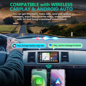 Автомагнитола Double Din с беспроводным Apple CarPlay и Android Auto - 7-дюймовый сенсорный экран, <span class=keywords><strong>Bluetooth</strong></span>, AUX, FM-радио - Product Image 2