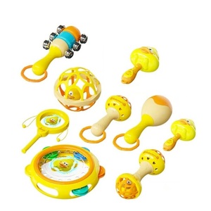 Ensemble <span class=keywords><strong>de</strong></span> jouets à hochets pour bébé thème canard 9pcs, <span class=keywords><strong>hochet</strong></span> pour bébé, jouet musical d'apprentissage du développement des bébés, cadeau d'anniversaire pour nouveau-né - Product Image 1