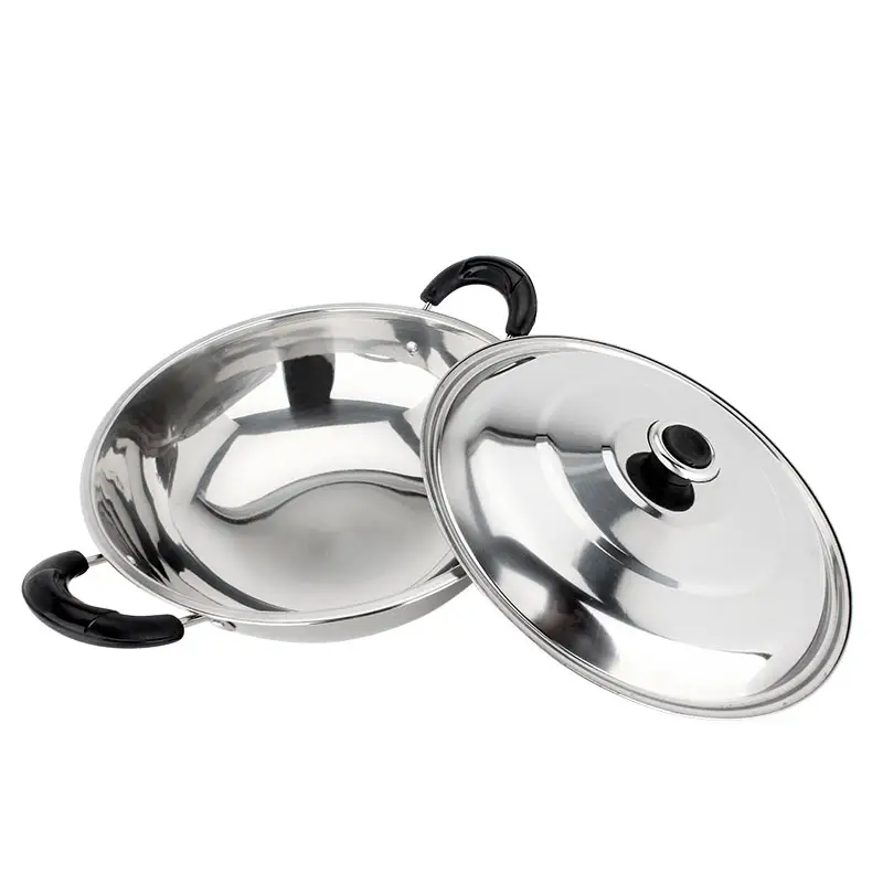 vary size induction stainless steel wok pan balti dish