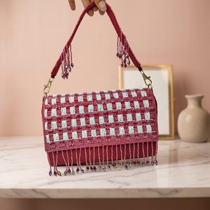 Bolso de Mano de Perlas con Cierre Magnético, Hecho a Mano, para Fiesta o Boda, Forma de Media Luna, Ecológico - Product Image 3