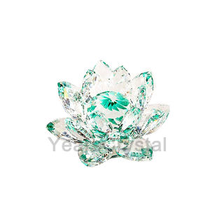 शादी के पक्ष के लिए ग्लास कमल फूलों के साथ हॉट ग्रीन क्रिस्टल कमल शो पीस R-0933 - Product Image 1